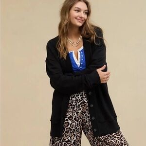 Aerie Black Fleece Cardigan